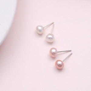 Sterling Silver Freshwater Pearl Ear Studs - sterling silver-NuNu jewellery