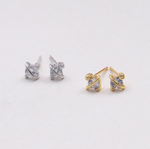 Crystal Planet Stud Earrings - sterling silver-NuNu jewellery