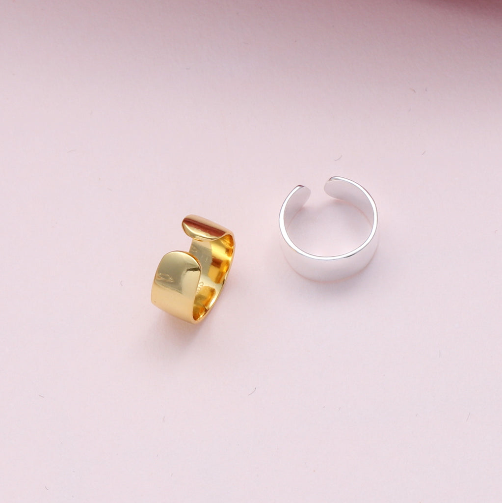 Single Sterling Silver Band Ear Cuff - sterling silver-NuNu jewellery