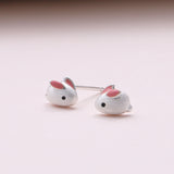 Sterling Silver Bunny Earrings Studs - sterling silver-NuNu jewellery