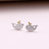 Sterling Silver Little Whale Ear Studs - sterling silver-NuNu jewellery