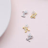 Sterling silver floral alphabet necklace or earring studs IJKL - sterling silver-NuNu jewellery