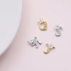 Sterling silver floral alphabet necklace or earring studs QRST - sterling silver-NuNu jewellery