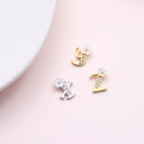 Sterling silver floral alphabet necklace or earring studs UVWXYZ - sterling silver-NuNu jewellery