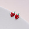 Mini Enamel Strawberry Stud Earrings - sterling silver-NuNu jewellery
