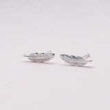 Sterling Silver Feather Earrings Studs - sterling silver-NuNu jewellery