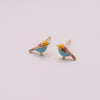 Mini Enamel Bird Earring Studs - sterling silver-NuNu jewellery