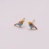Mini Enamel Bird Earring Studs - sterling silver-NuNu jewellery