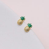 Mini Enamel Pineapple Stud Earrings - sterling silver-NuNu jewellery