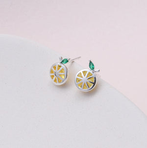 Sterling Silver Lemon Earrings - sterling silver-NuNu jewellery