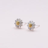 Sterling Silver Daisy Ear Studs - sterling silver-NuNu jewellery