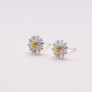 Sterling Silver Daisy Ear Studs - sterling silver-NuNu jewellery