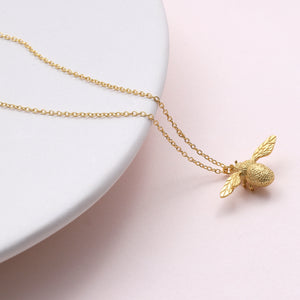 Sterling Silver Bumble Bee Necklace - sterling silver-NuNu jewellery