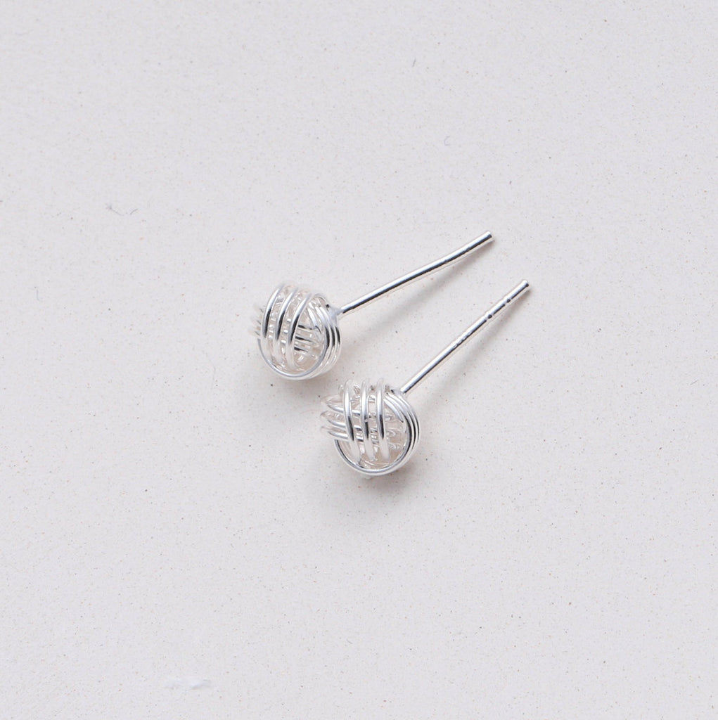 Sterling Silver Friendship Knot Ear Studs Earrings - sterling silver-NuNu jewellery