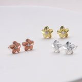 Sterling Silver Forget Me Not Flower Earrings Studs - sterling silver-NuNu jewellery