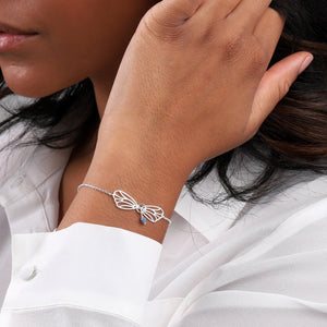 Sterling Silver Birthstone Angel Wing Bracelet - sterling silver-NuNu jewellery