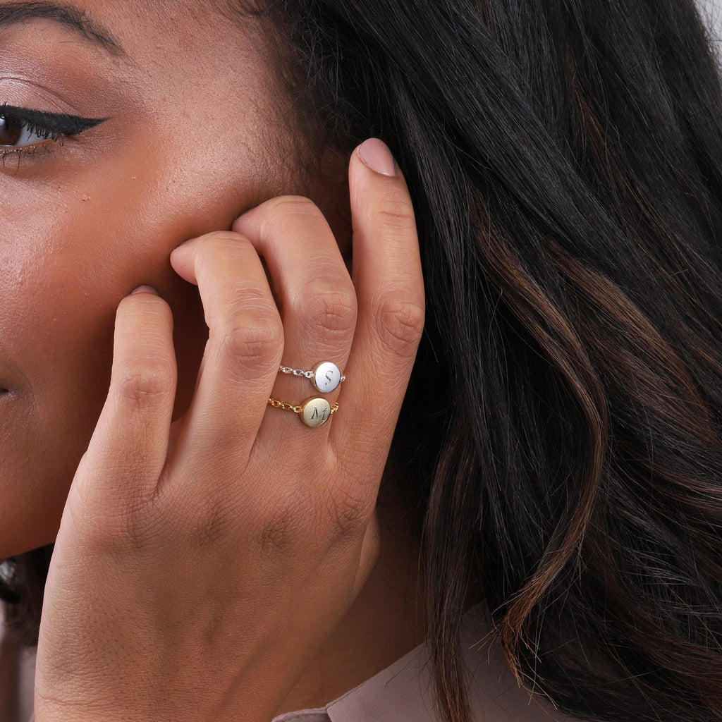 Personalised Sterling Silver Initial Stacking Ring - sterling silver-NuNu jewellery