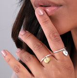 Personalised Sterling Silver Heart Pendant Ring Initial - sterling silver-NuNu jewellery
