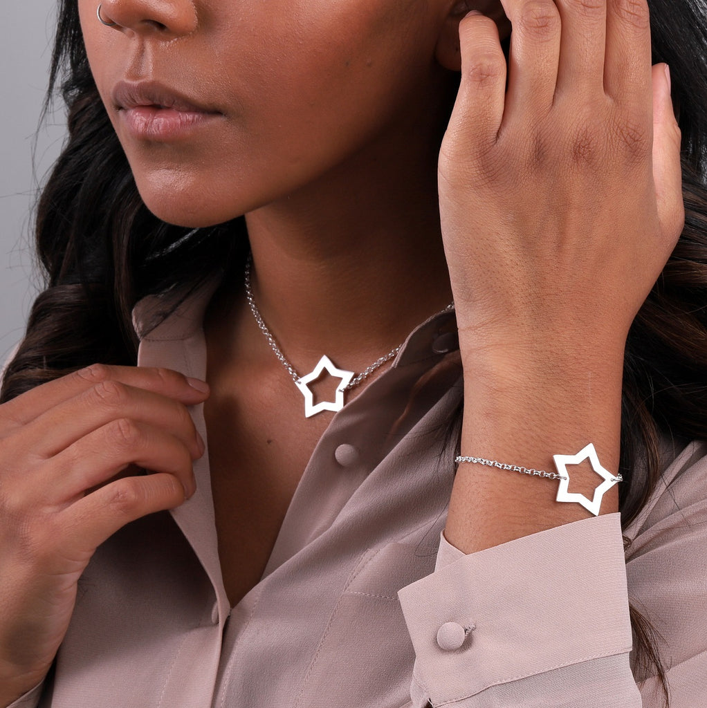 Sterling Silver Statement Star Necklace Or Bracelet - sterling silver-NuNu jewellery