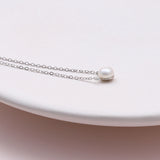 Delicate Pearl Sterling Silver Necklace - sterling silver-NuNu jewellery