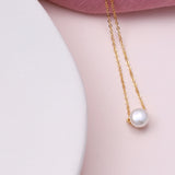 Delicate Pearl Sterling Silver Necklace - sterling silver-NuNu jewellery