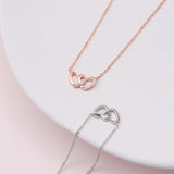 Sterling Silver Crystal Joined Hearts Necklace - sterling silver-NuNu jewellery