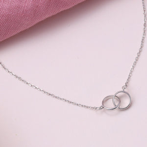 Sterling Silver two circles linked necklace - sterling silver-NuNu jewellery