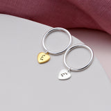 Personalised Sterling Silver Heart Pendant Ring Initial - sterling silver-NuNu jewellery