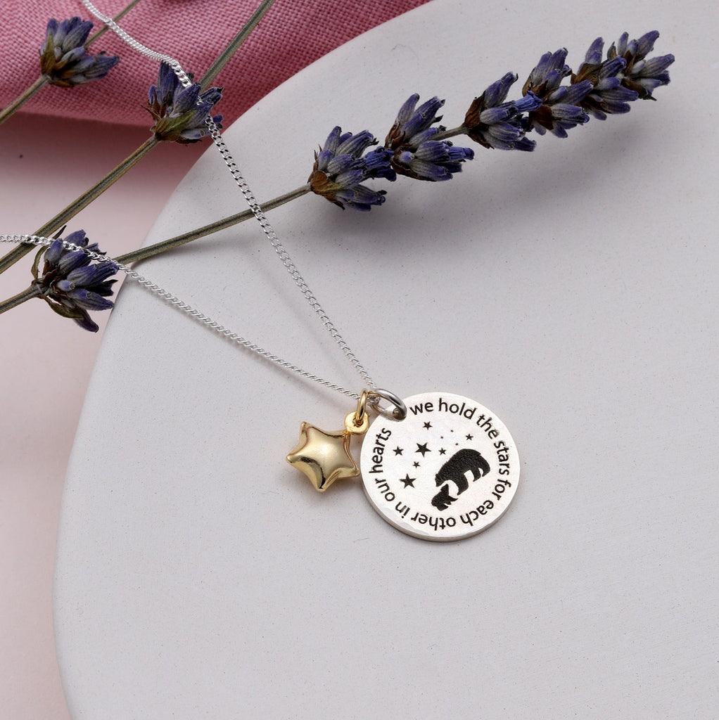 Sterling Silver Mummy Baby Bear Necklace - sterling silver-NuNu jewellery