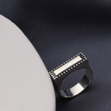 Tiny Spheres Rectangular Ring - sterling silver-NuNu jewellery