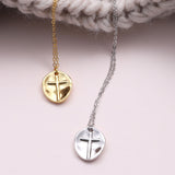 Oval Cross Pendant Necklace - sterling silver-NuNu jewellery