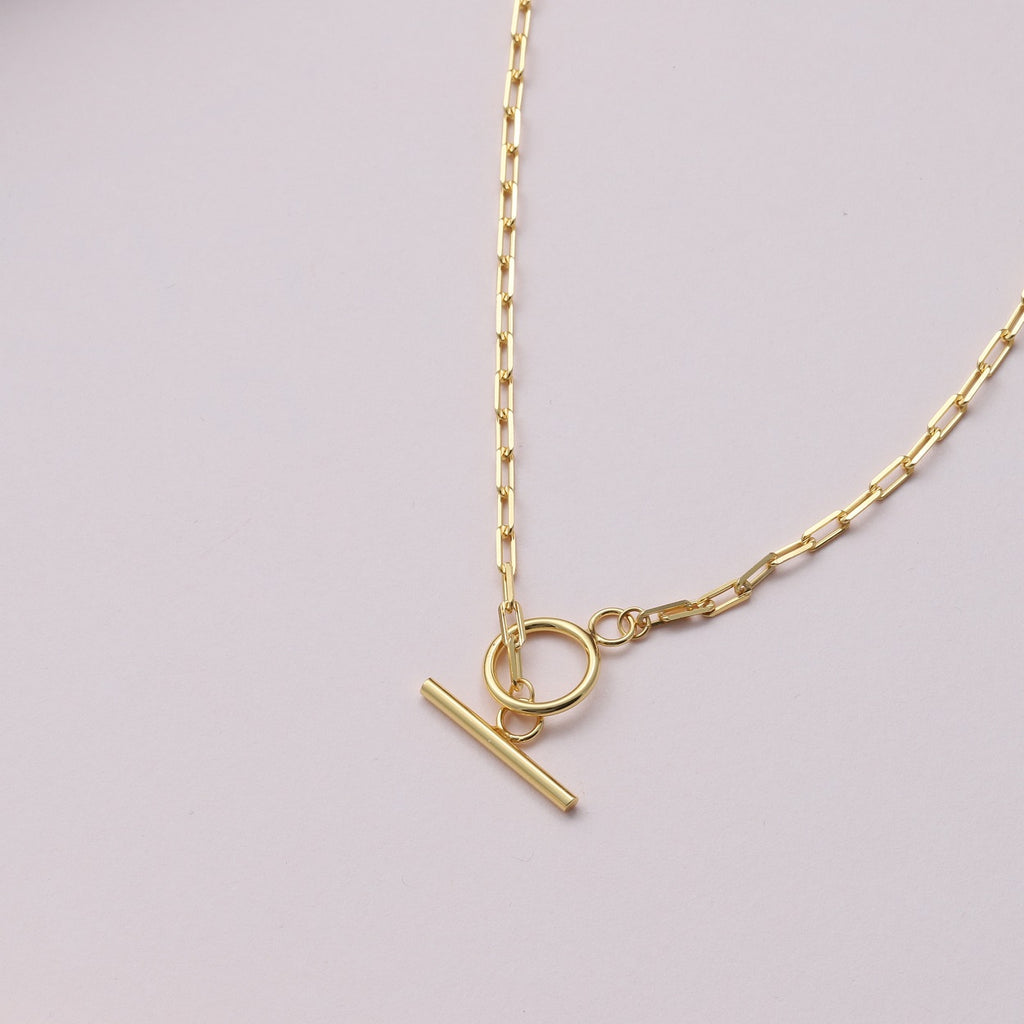 Sterling Silver OT Bar Linked Necklace - sterling silver-NuNu jewellery