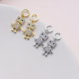 Tiny Robot Stud Earrings - sterling silver-NuNu jewellery