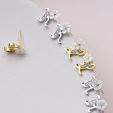 Sterling silver floral alphabet necklace or earring studs UVWXYZ - sterling silver-NuNu jewellery