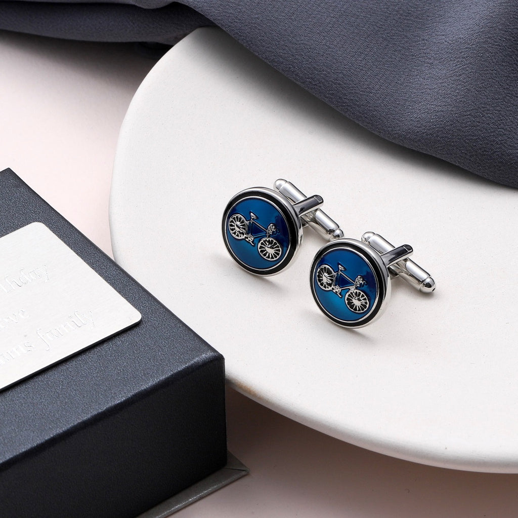 Stylish Hand Painted Bicycle Cufflinks - sterling silver-NuNu jewellery