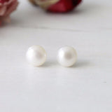 Sterling Silver Freshwater Pearl Ear Studs - sterling silver-NuNu jewellery