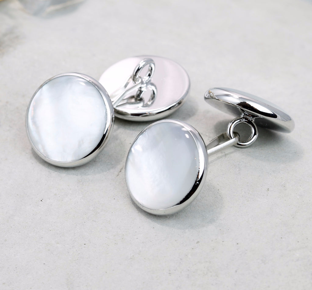 Mother of Pearl Cufflinks - sterling silver-NuNu jewellery