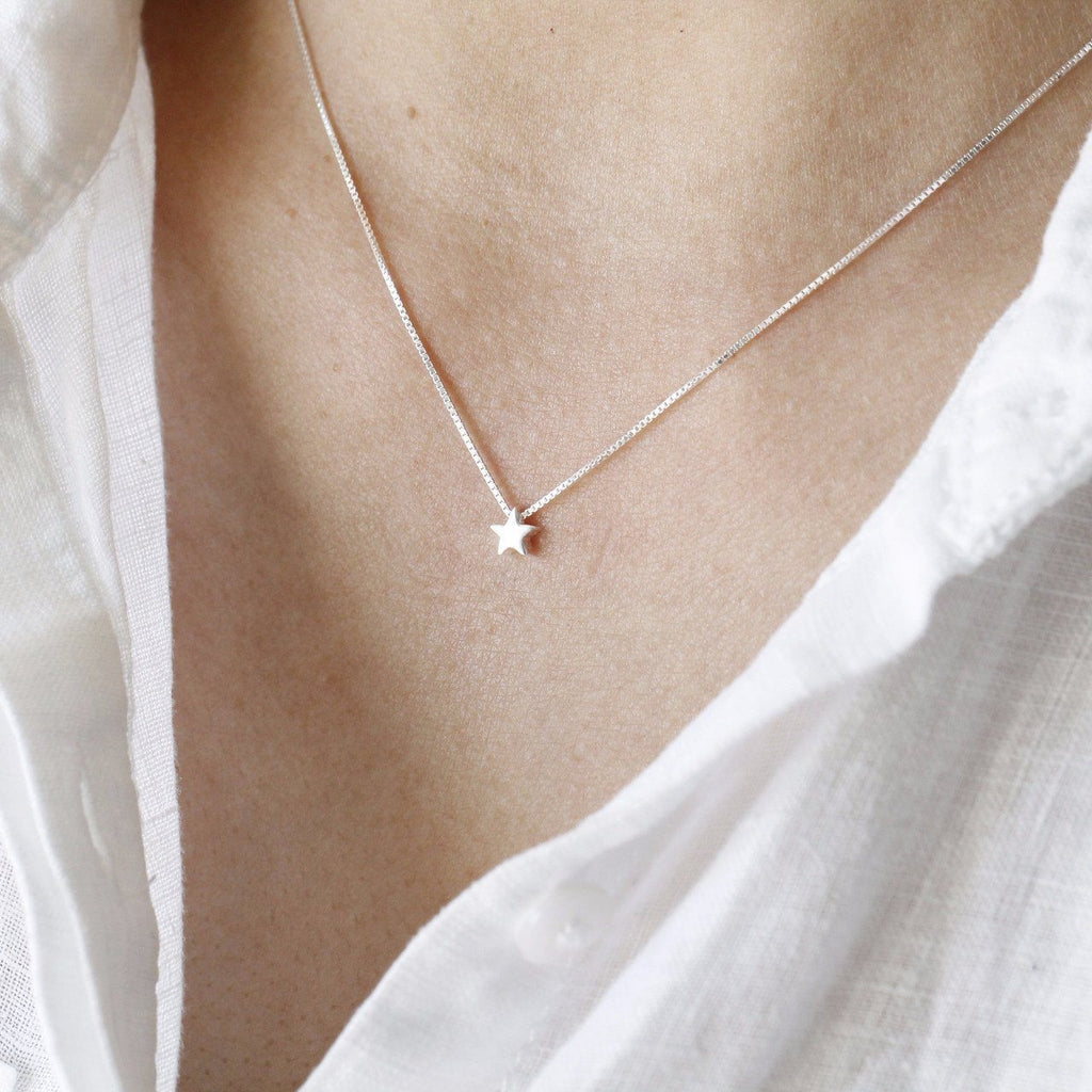 Sterling Silver Mini Star Pendant Necklace - sterling silver-NuNu jewellery