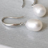 Handmade Sterling Silver Fresh Water Pearl Earrings - sterling silver-NuNu jewellery
