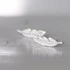 Sterling Silver Feather Earrings Studs - sterling silver-NuNu jewellery