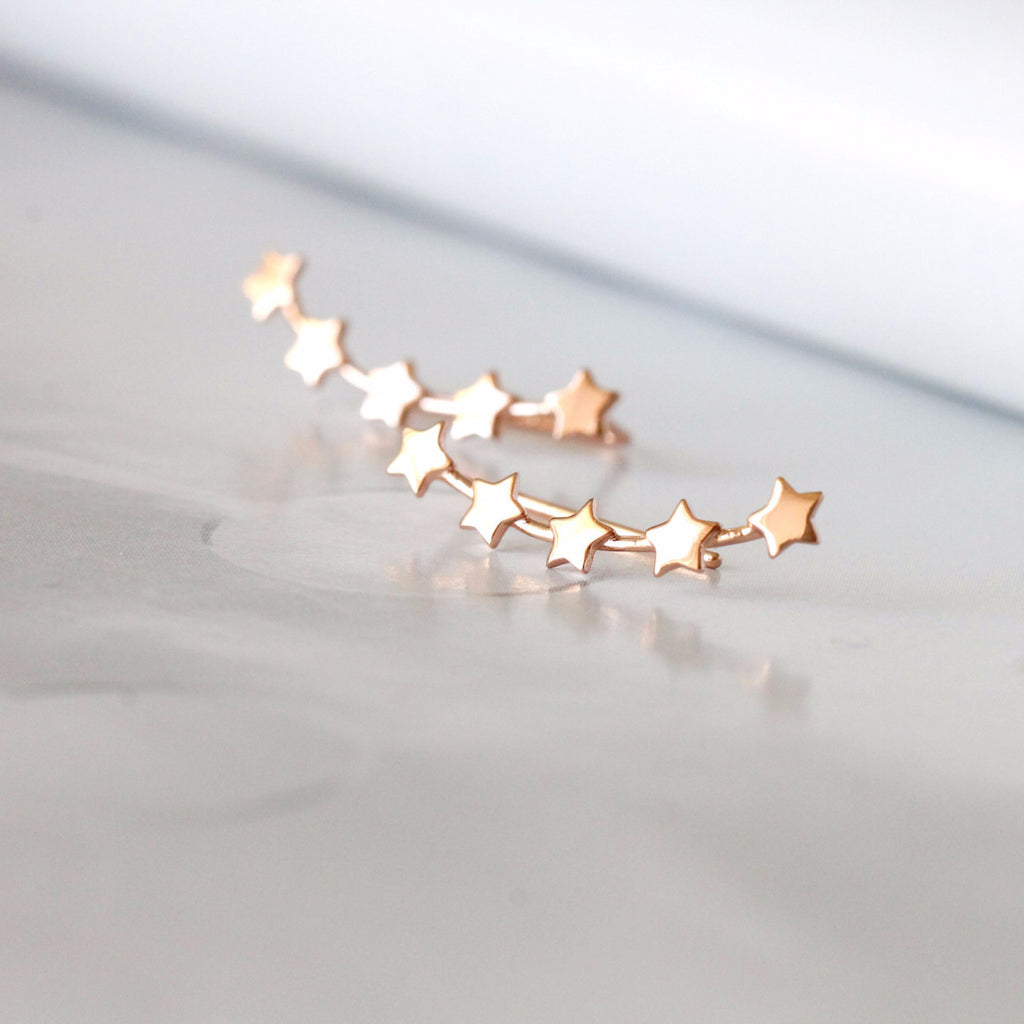 Sterling Silver Five Little Stars Ear Climbers - sterling silver-NuNu jewellery