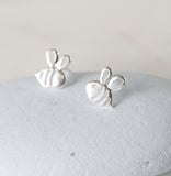 Sterling Silver Bee Earrings Studs - sterling silver-NuNu jewellery