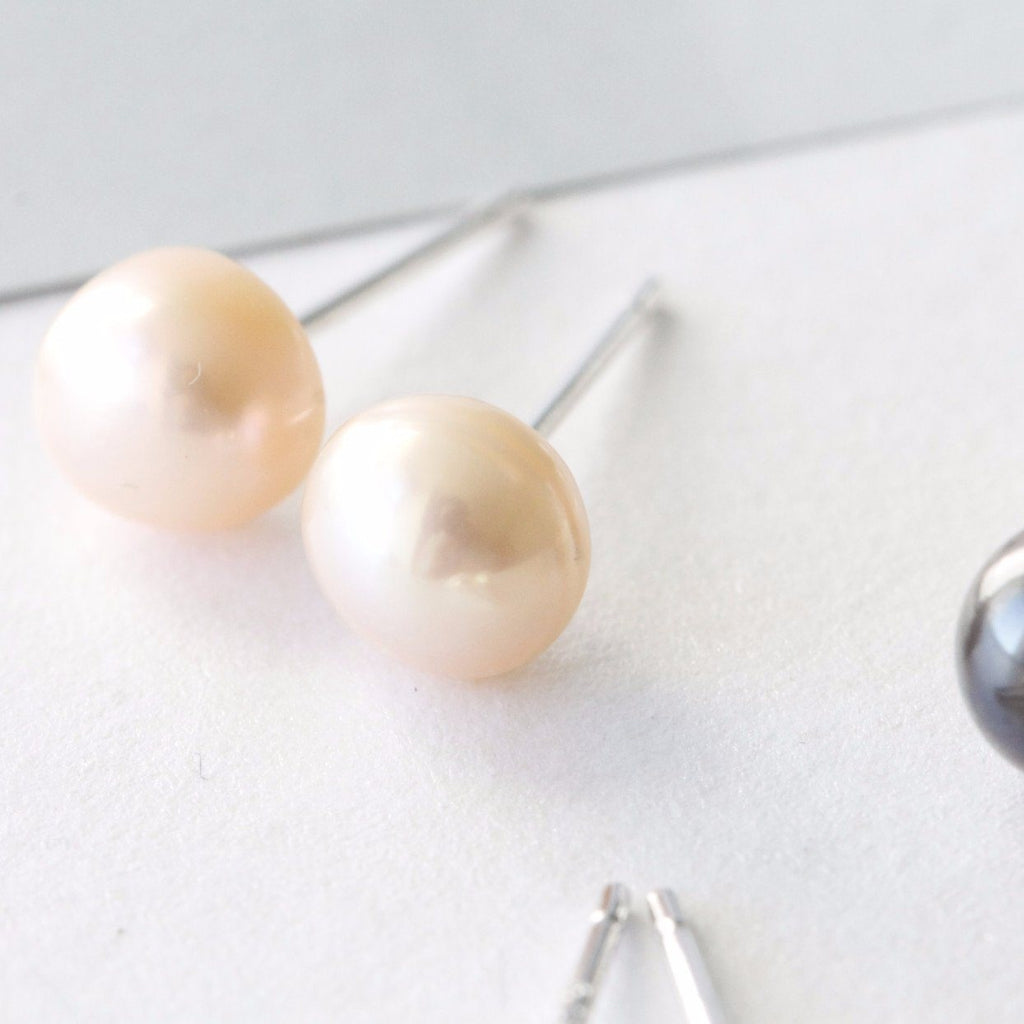Sterling Silver Freshwater Pearl Ear Studs - sterling silver-NuNu jewellery