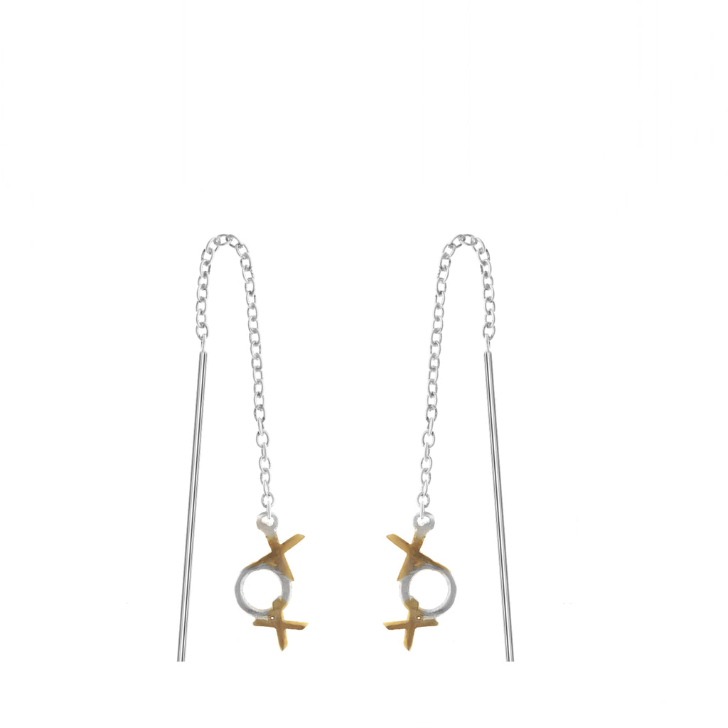 Hug and Kisses Cluster Ear Threads - sterling silver-NuNu jewellery