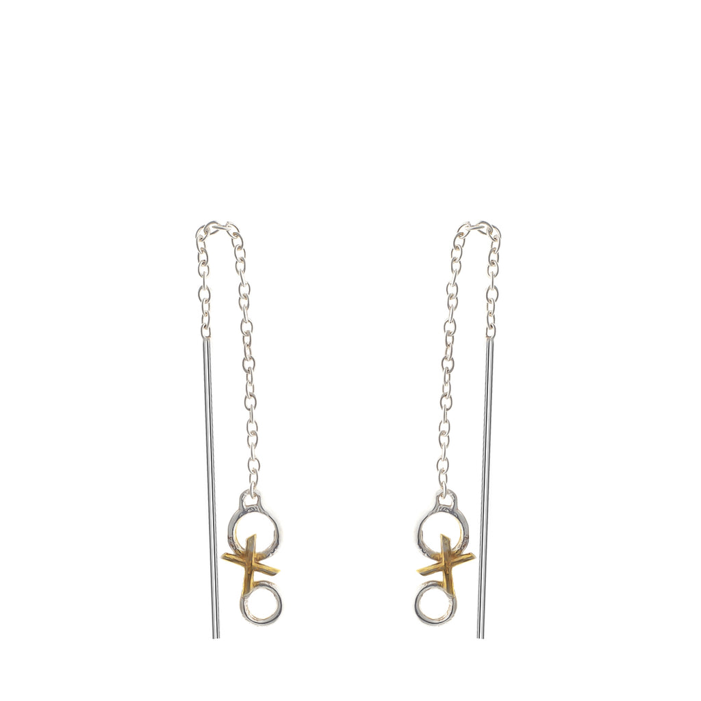 Hug and Kisses Cluster Ear Threads - sterling silver-NuNu jewellery