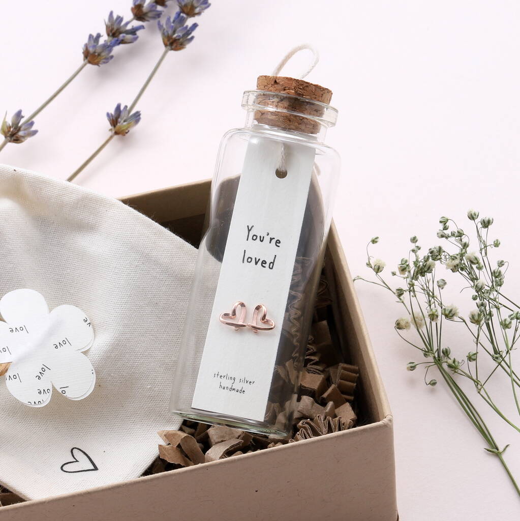 Message Bottle Earrings 'You're Loved' - sterling silver-NuNu jewellery