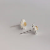 Sterling Silver Daisy Ear Studs - sterling silver-NuNu jewellery