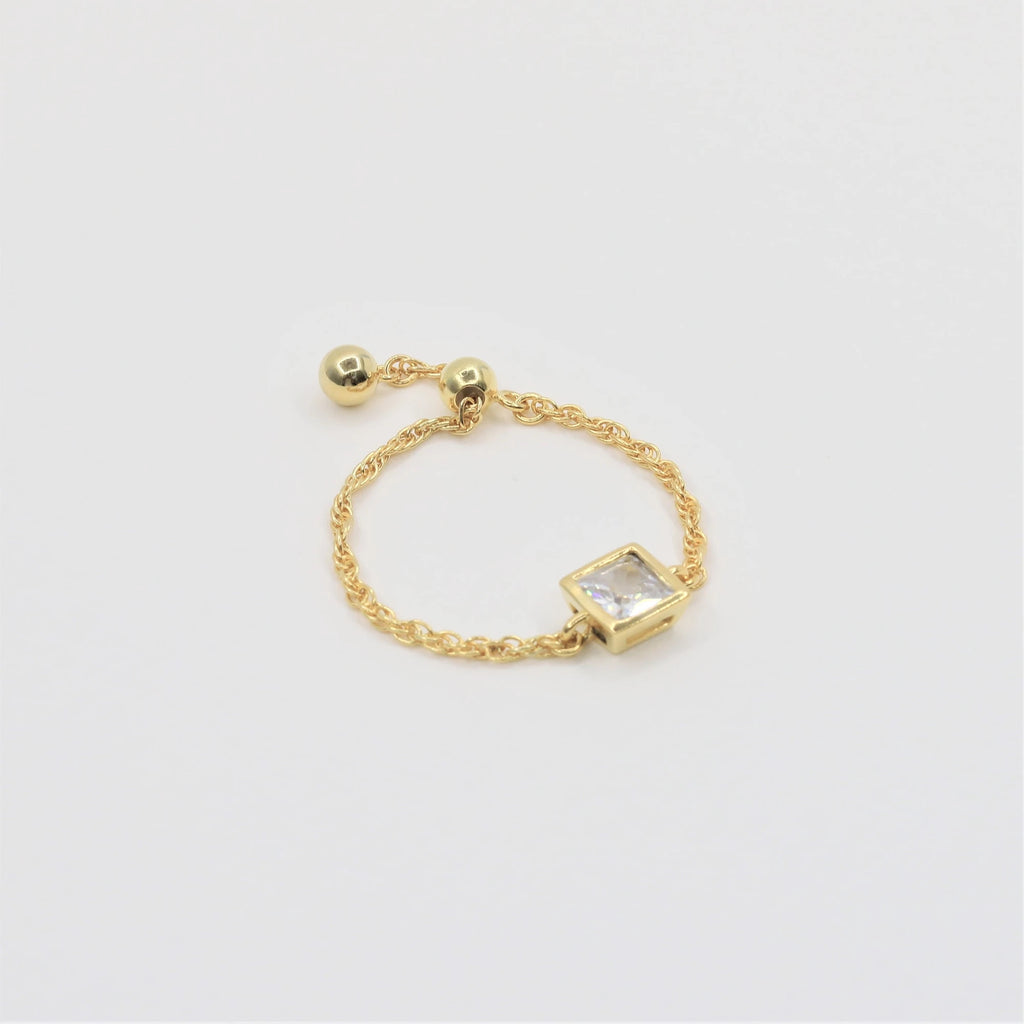 Gem Chain Ring - sterling silver-NuNu jewellery