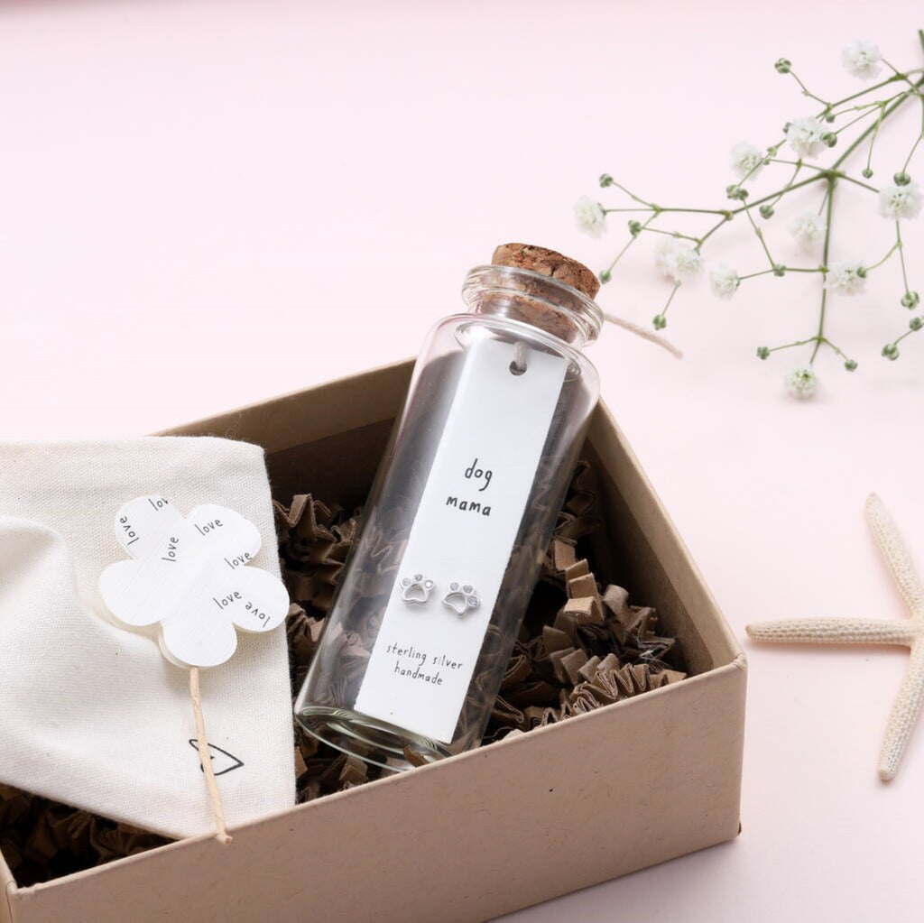 Message Bottle Earrings 'Dog Mama' - sterling silver-NuNu jewellery