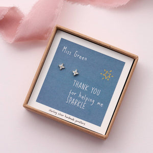 Teacher Thank You Sparkle Sterling Silver Earrings - sterling silver-NuNu jewellery